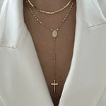 Gold and Diamond Ball Rosary Necklace