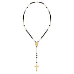 Black Onyx and Gold Ball Large Rosary Necklace