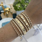 Small Golden Square Full Spaced Pave Bracelet