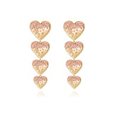 DRIPPING SCATTERED GEMSTONE HEARTS DROP EARRINGS