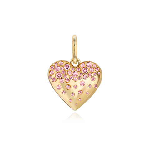 LARGE DRIPPING SCATTERED GEMSTONE HEART CHARM