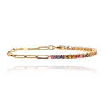 Half & Half Gemstone Tennis Paperclip Bracelet