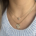 Star of David Half Pave Gold Necklace