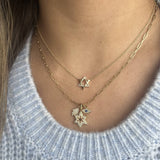 Star of David Half Pave Gold Necklace