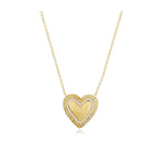 Large Fluted Pave Outline Heart Necklace