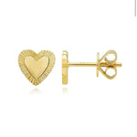 Small Fluted Outline Gold Heart Studs