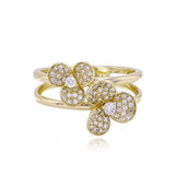 Diamond Flower Double Band Ring