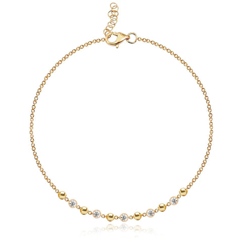 Gold and Diamonds Balls Bracelet