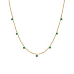 Seven Bezel Emerald Dangling Necklace