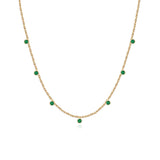 Seven Bezel Emerald Dangling Necklace