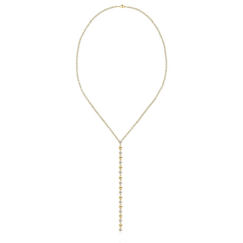 Gold and Diamonds Balls Lariat Drop Necklace