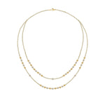 Gold and Diamonds Balls Double Chain Necklace