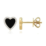 Medium Pave Outline Stone Heart Studs