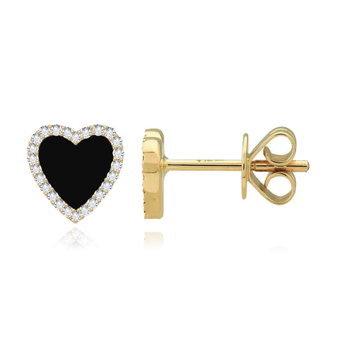 Medium Pave Outline Stone Heart Studs