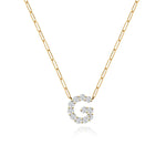 Large Diamond Paperclip Initial Necklace