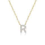 Large Diamond Paperclip Initial Necklace