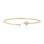 Pave Heart Gold Cuff Bangle