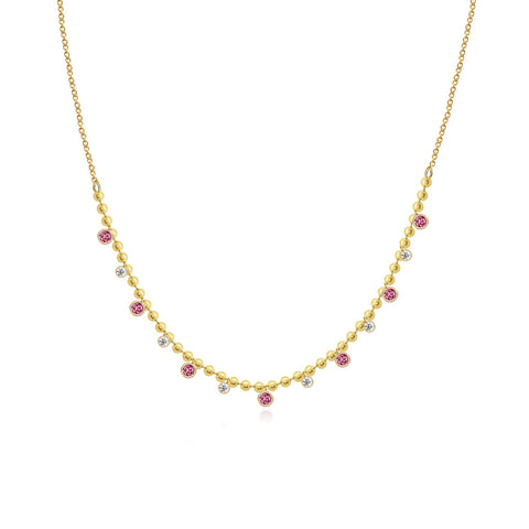 Diamond and Pink Sapphire Bezel Chain