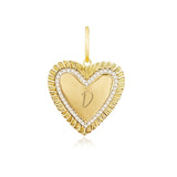 Large Fluted Pave Outline Heart Charm