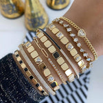 Large Golden Spaced Pave Square Bracelet