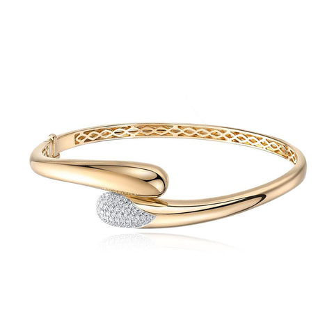 Pave Tip Drop Gold Bangle