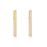 Three Line Pave Rectangular Hoop Earrings