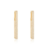 Three Line Pave Rectangular Hoop Earrings