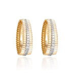 Graduated Diamond Gold Fluted Hoops