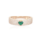 Solitaire Gemstone Thick Pave Ring