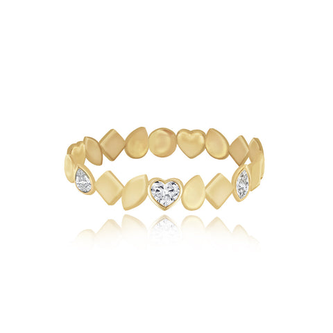 Golden Multi Shape Three Diamond Ring