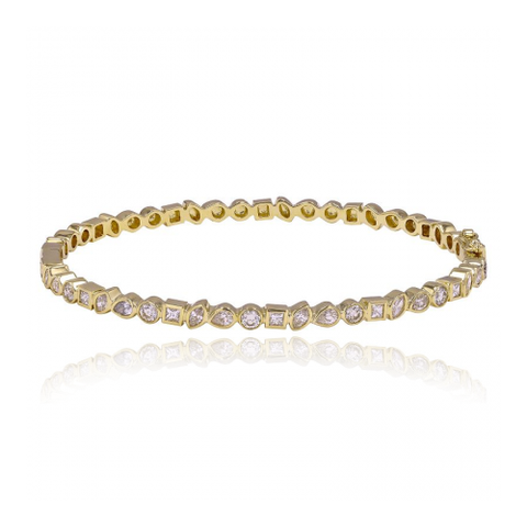 Multi Shape Bezel Diamond Bangle