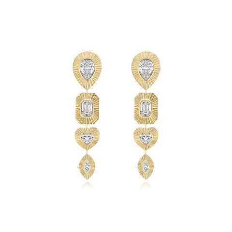 Multi Shape Drop Fluted Earrings