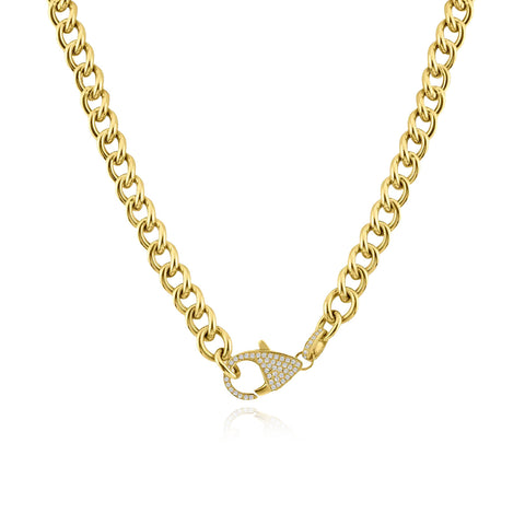 Chain Link Diamond Clasp Necklace