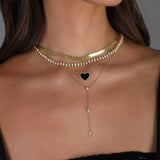 Bezel Pear and Marquise Golden Tennis Necklace