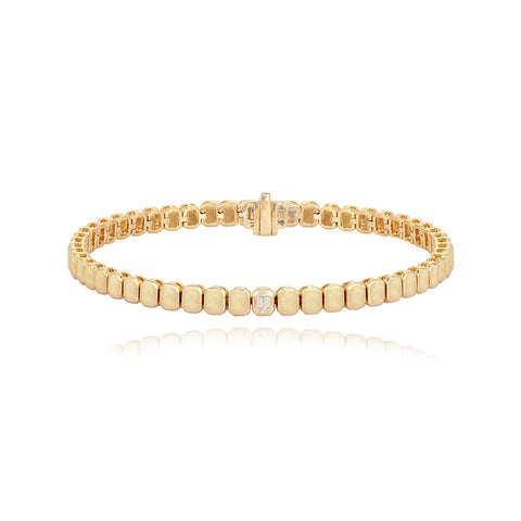 Emerald Cut Diamond Golden Bracelet