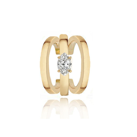 Gold Solitaire Diamond Cuff