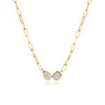 Two Bezel Diamond Paperclip Necklace