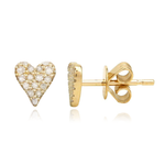 Modern Small Pave Heart Studs