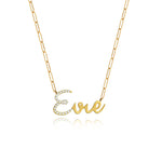 Pave Initial and Gold Name Necklace