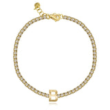 Personalized Gold Initials Diamond Tennis Bracelet