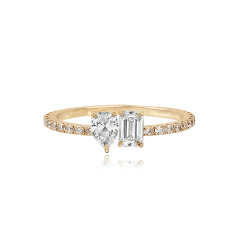 Petite Two Diamond Pave Ring