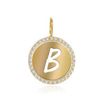 Cutout Initial Diamonds Pave Disc Charm