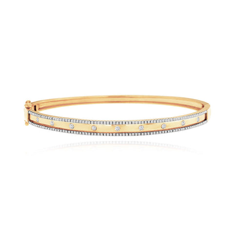 Border Pave Diamond Bangle