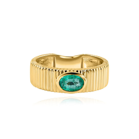 Fluted Colored Gemstone Ring