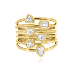 Multi Lines Bezel Diamonds Ring