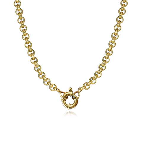 Large Gold Rolo with Clasp Chain