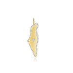 Solitaire Diamond Pave Outline Map of Israel