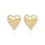 Scattered Pave Outline Heart Studs