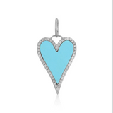 Modern Pave Outline Stone Heart Charm