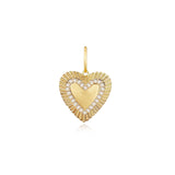 Small Fluted Pave Outline Heart Charm